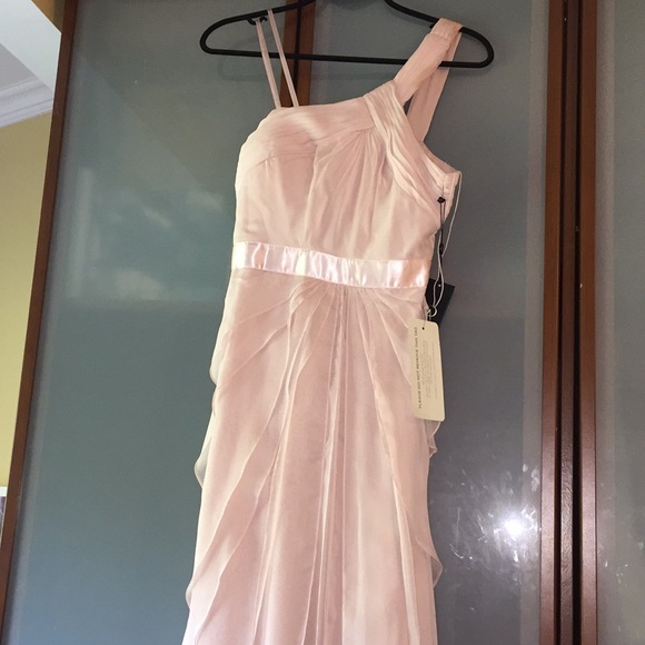 One shoulder Adrianna Papell gown in blush - Picture 2 of 7